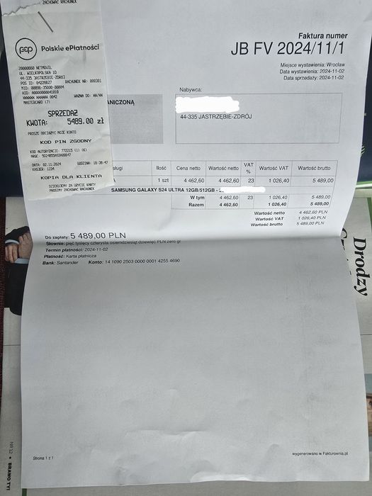 Samsung Galaxy S24 Ultra 512gb 8K gwarancja 24m