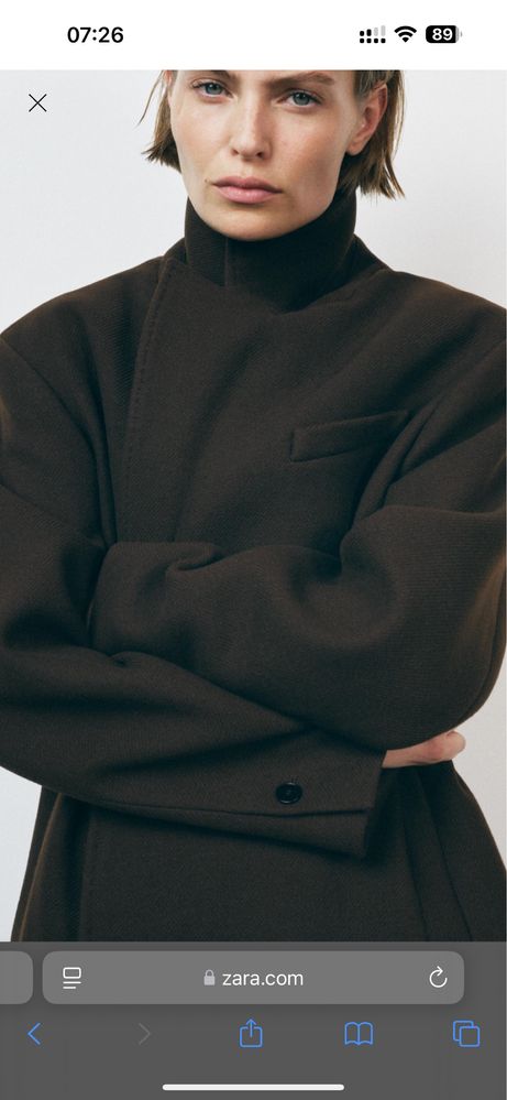 Пальто ZaRa, модель 2996/756/700 двобортне, коричневе,  7300грн