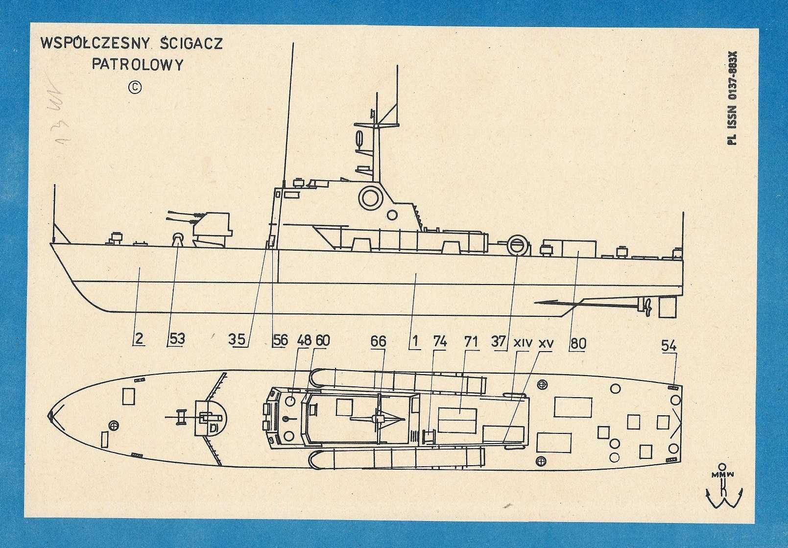 Mały Modelarz 7 1986 ścigacz patrolowy model kartonowy