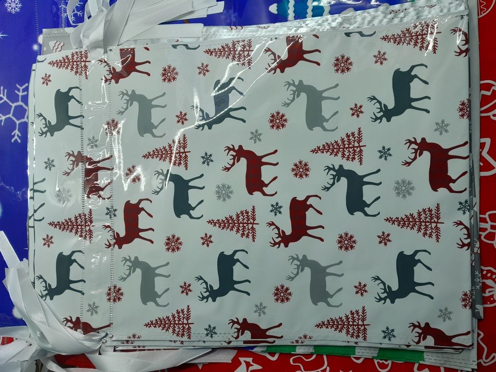 Torby foliowe świąteczne ze sznurkami na prezenty merry christmas 30sz