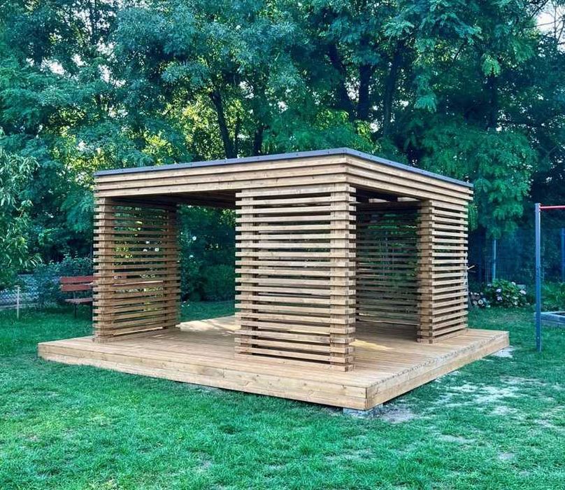 Nowoczesna Altana Ogrodowa 4,5x4,5m Altanka Drewniana Altany Ogrodowe