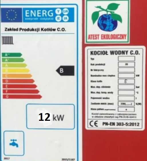 Kocioł piec kotły na drewno węgiel producent 12 kw do 90m2 Pleszew