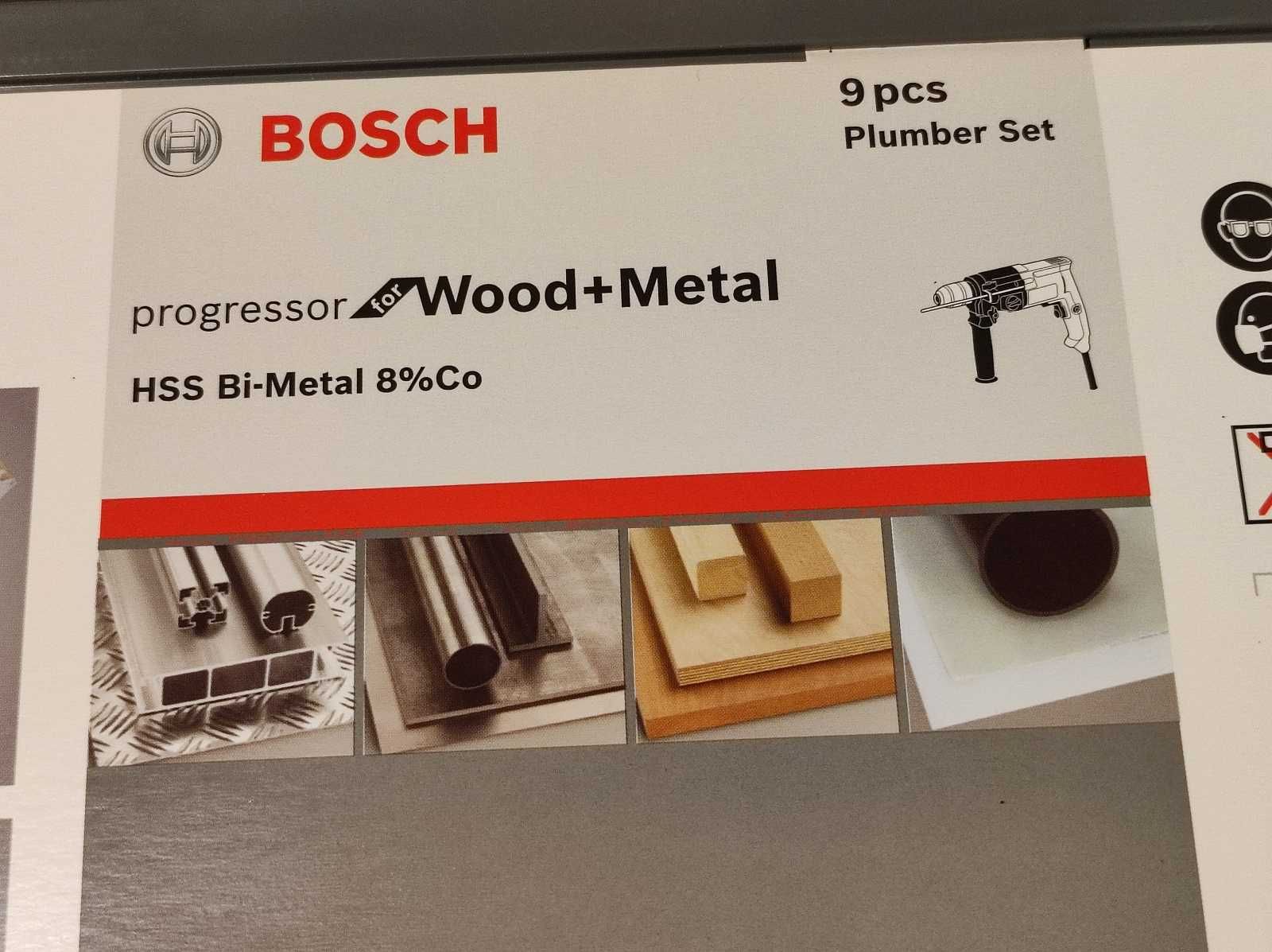 Zestaw otwornic 9 częściowy - Bosch Progressor Wood + Metal - nowy
