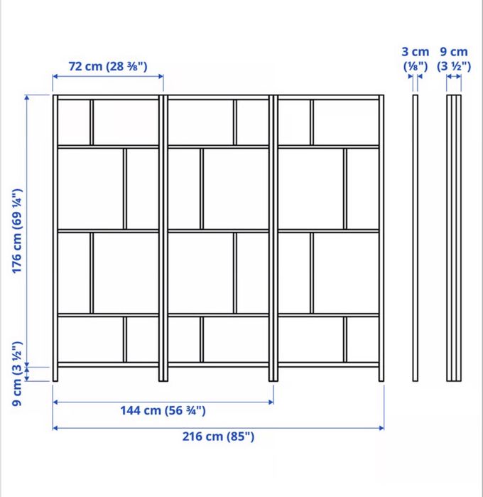 Biombo IKEA RISÖR, preto, 216x185 cm