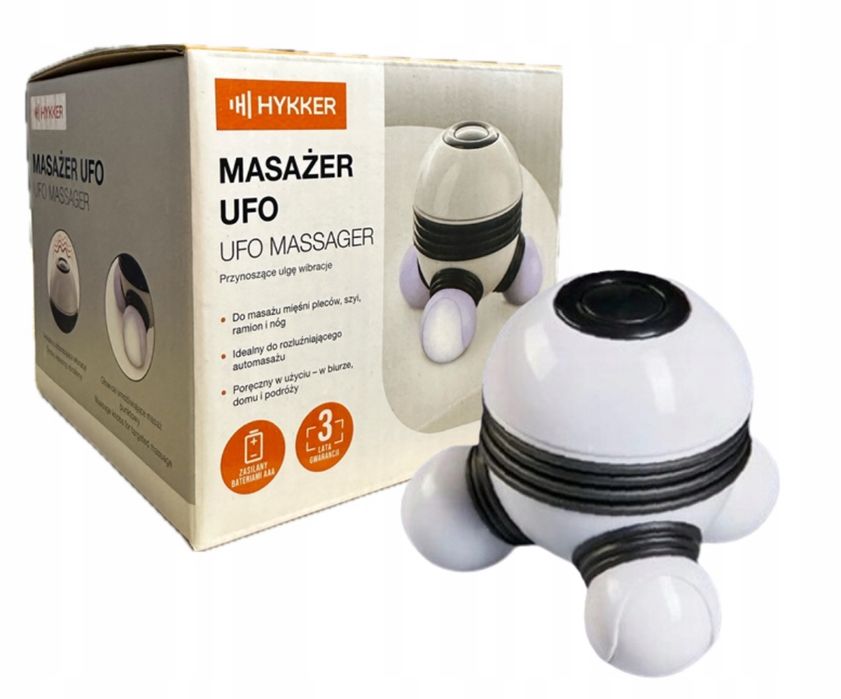 Hykker Trójgłowy masażer UFO plecy, szyja, nogi na baterie 9,5 x 9 cm