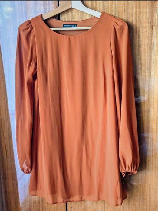 Okazja! Atmosphere r.S ruda cudna sukienka mini, litera A, lata '70 !!