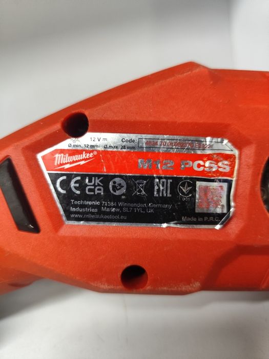 INOX   Milwaukee M12 PCSS різак для труб, ніржавійки та міді Мілвоке М