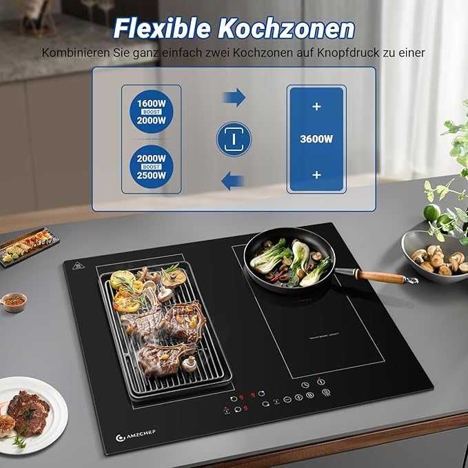 Płyta indukcyjna AMZCHEF FS-I72S-FFDD06 z dwie strefy flex 60cm (406b)