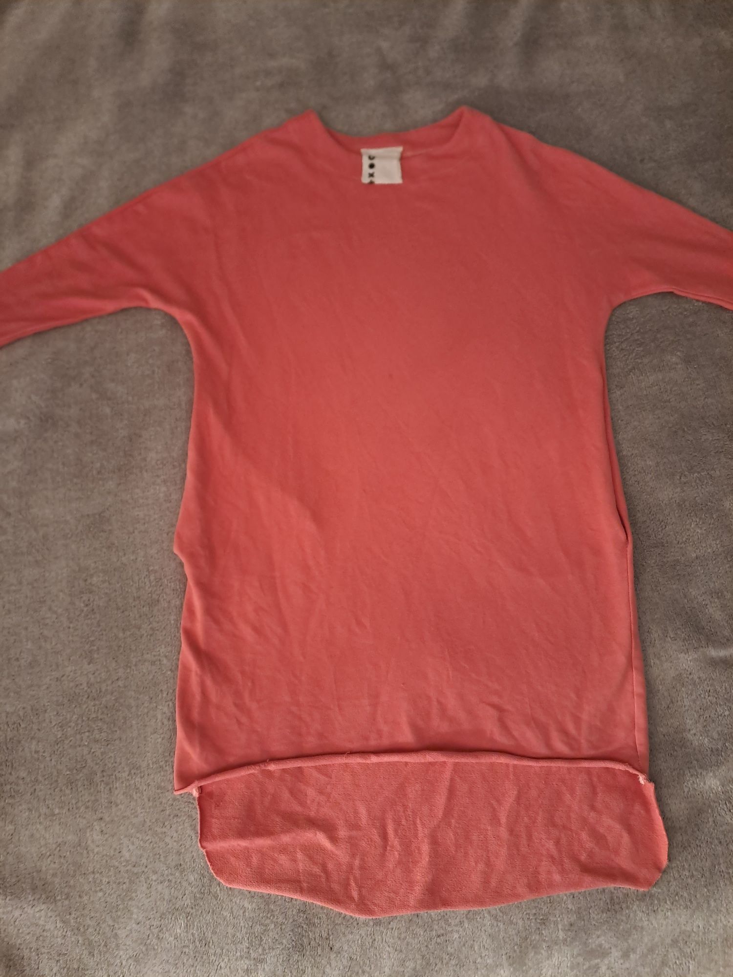 Dłuższa bluza, tunika dziewczęca rozm.140-146, kolor koralowy