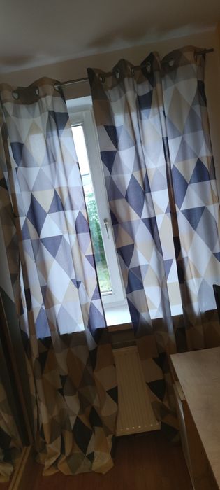 Dwie zasłony w trójkąty eurofirany 140x250 firany szare żółte