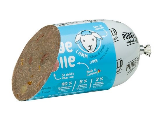 Monoproteinowa kiełbasa dla psa - karma Purbello 90% JAGNIĘCINA 200g