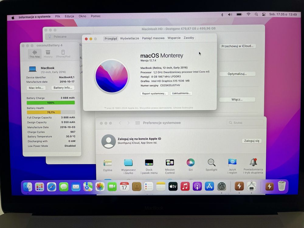 MacBook 12” 2016 Core m5 1.2 GHz 8 GB RAM 512 SSD Space Grey komplet