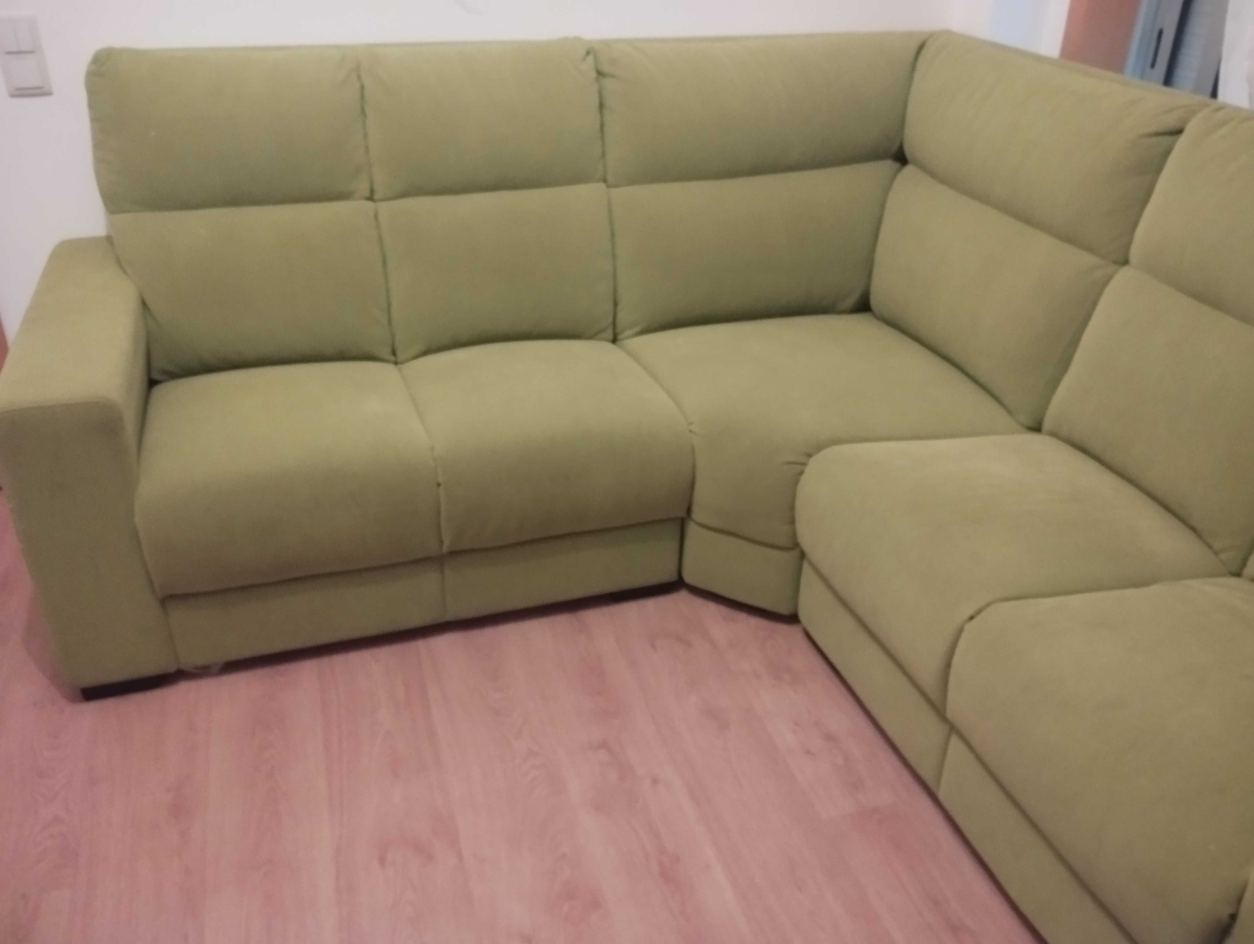 Sofá em L Desmontável em 3 Verde Pouco Usado - Como Novo