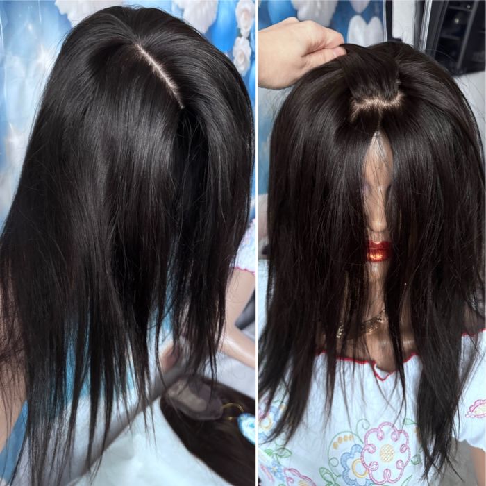 Натуральная накладка большая основа шёлк кожа славянка черные волосы