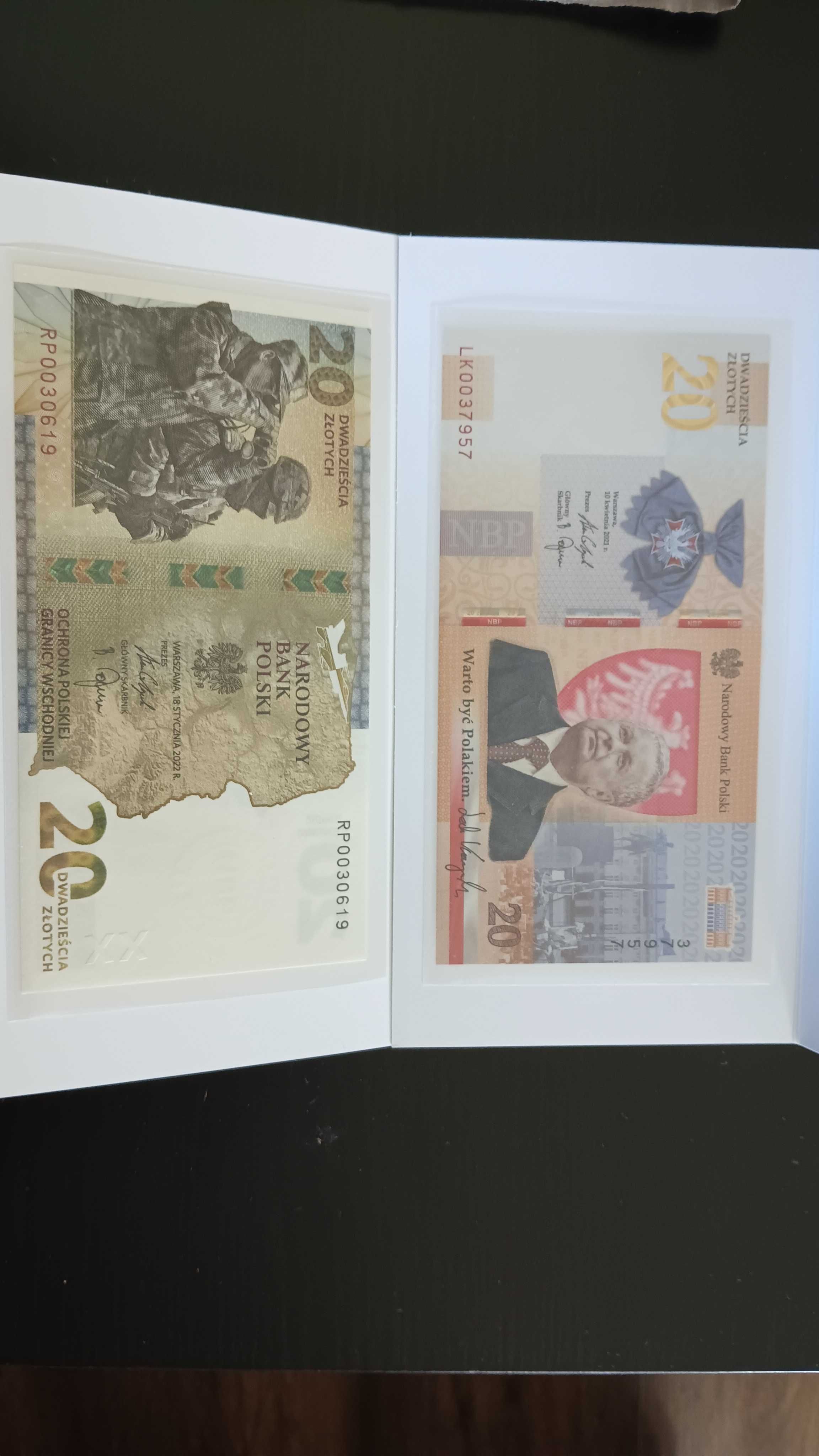 4 banknoty kolekcjonerskie Lech Kaczyński,Ochr
 Pol. Gr. Wsch.i Kopern