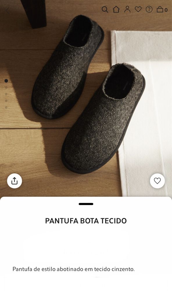 Pantufa Bota Tecido Tam 42 Zara Home NOVO