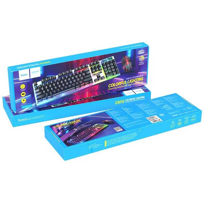 Комплект Hoco GM18 Luminous игровой клавиатуры с RGB подсветкой+ мышка