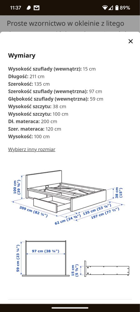 Łóżko stelaż rama półki szuflady szafki Ikea Malm