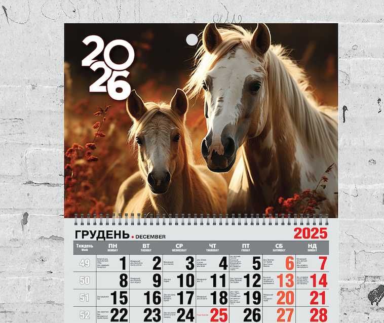 Календар настінний на 2026 рік -  "Рік Вогняного Коня №5"