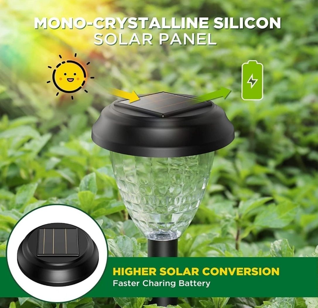 Lampy solarne do ogrodu, zestaw 6 sztuk, 42 cm