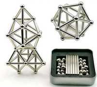 Магнітний конструктор Neo 36 паличок 27 кульок металік срібло