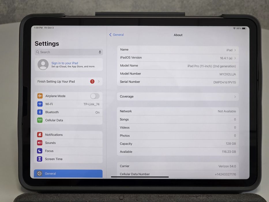 iPad Pro 11 2020 128 GB Wi-fi + LTE Space Gray A2068