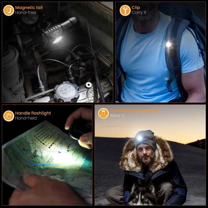 Latarka EDC kątowa czołowa Sofirn HS10 1100lm USB-C + akumulator