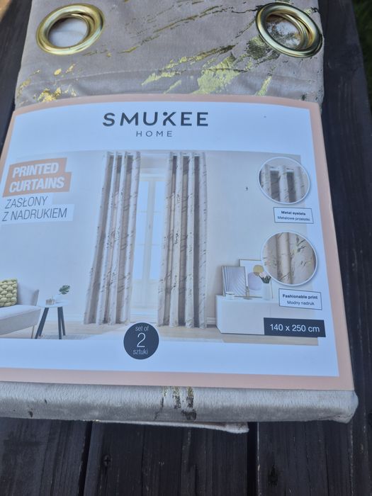 Smukee zasłony piekny motyw wzorek złote świetny styl