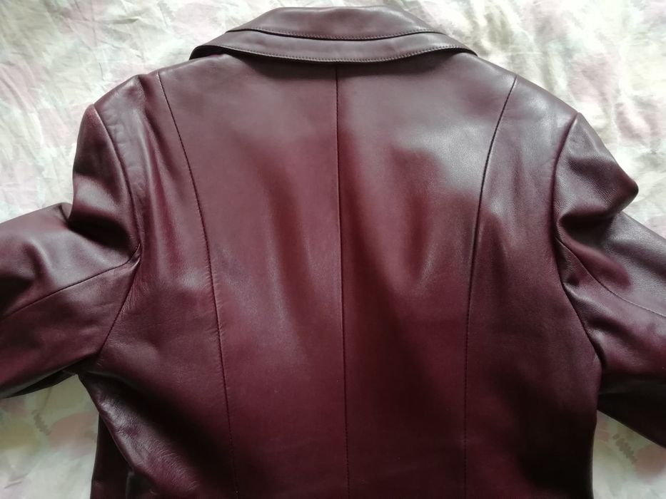 Женский кожаный плащ, бордовый Liye 4XL