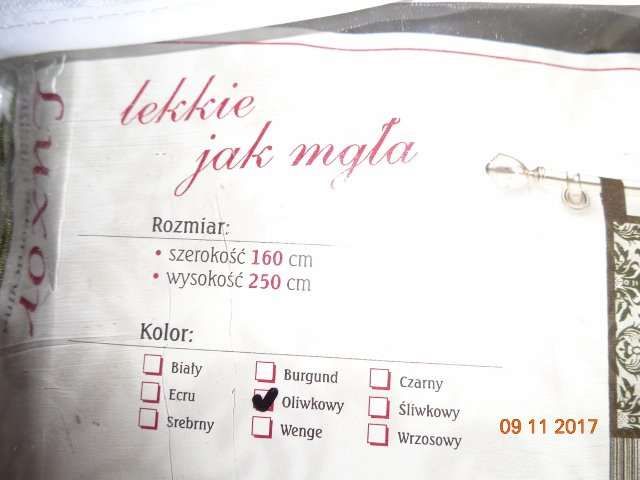zasłona dekoracyjna kolor oliwkowy