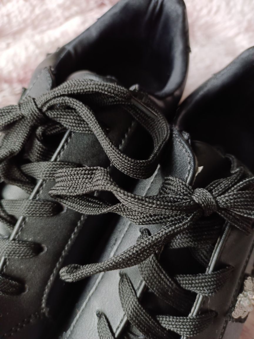 Czarne damskie tenisówki trampki buty sportowe rozmiar 40