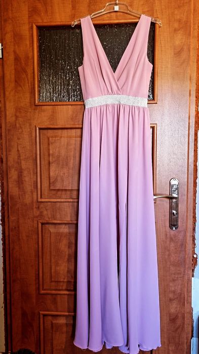 Sukienka maxi pudrowy róż