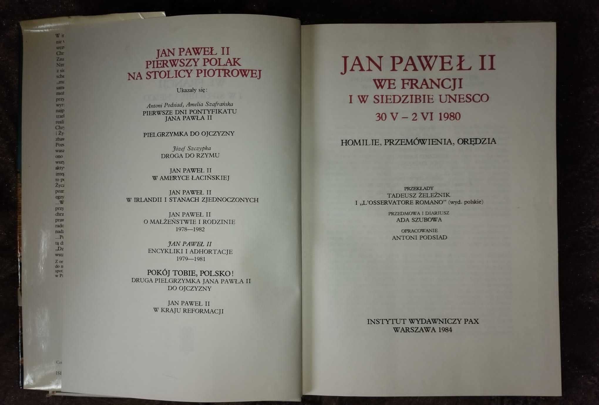 Książka, Jan Paweł II we Francji i w siedzibie UNESCO A.Szubowa