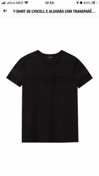 T-shirt preta com transparência Massimo Dutti XS