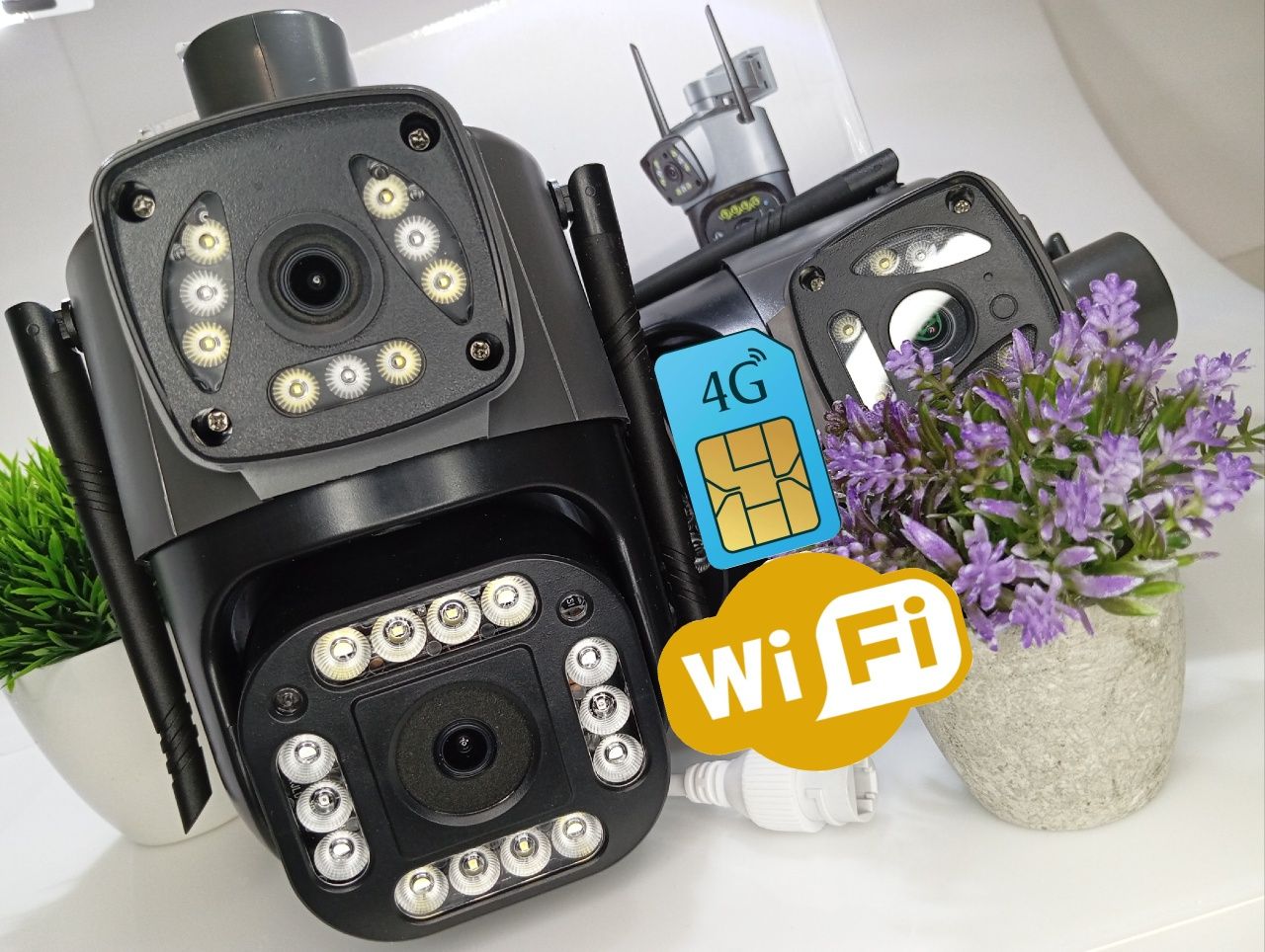 ‼️Вай-фай камера 8mp Наружная 4G камера сім-карта Wi-fi cam V380Pro‼️