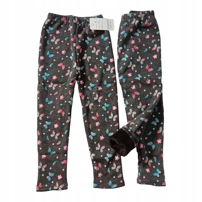 LEGGINSY ocieplane grubym futerkiem GETRY CIEPŁE dziew szare nowe 158