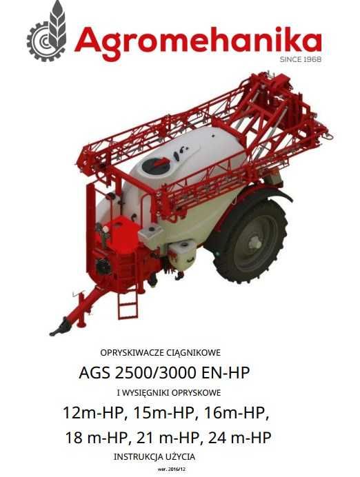 Instrukcja obsługi opryskiwacza AGS 2500/3000