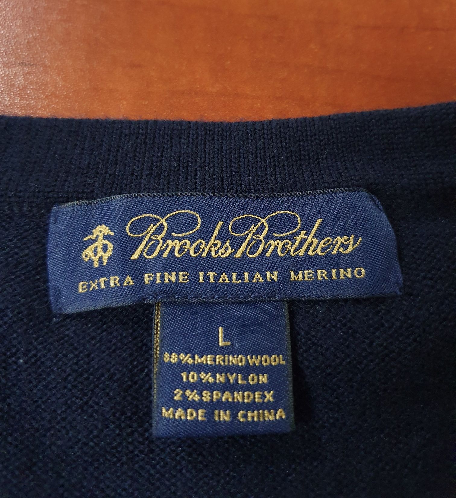 Brooks Brothers elegancki sweter męski wełna z merynosów