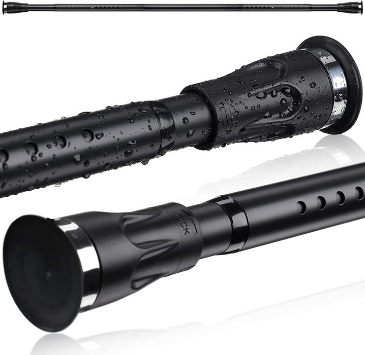 Drążek Teleskopowy Prysznicowy 105-151 cm z Przyssawkami Czarny