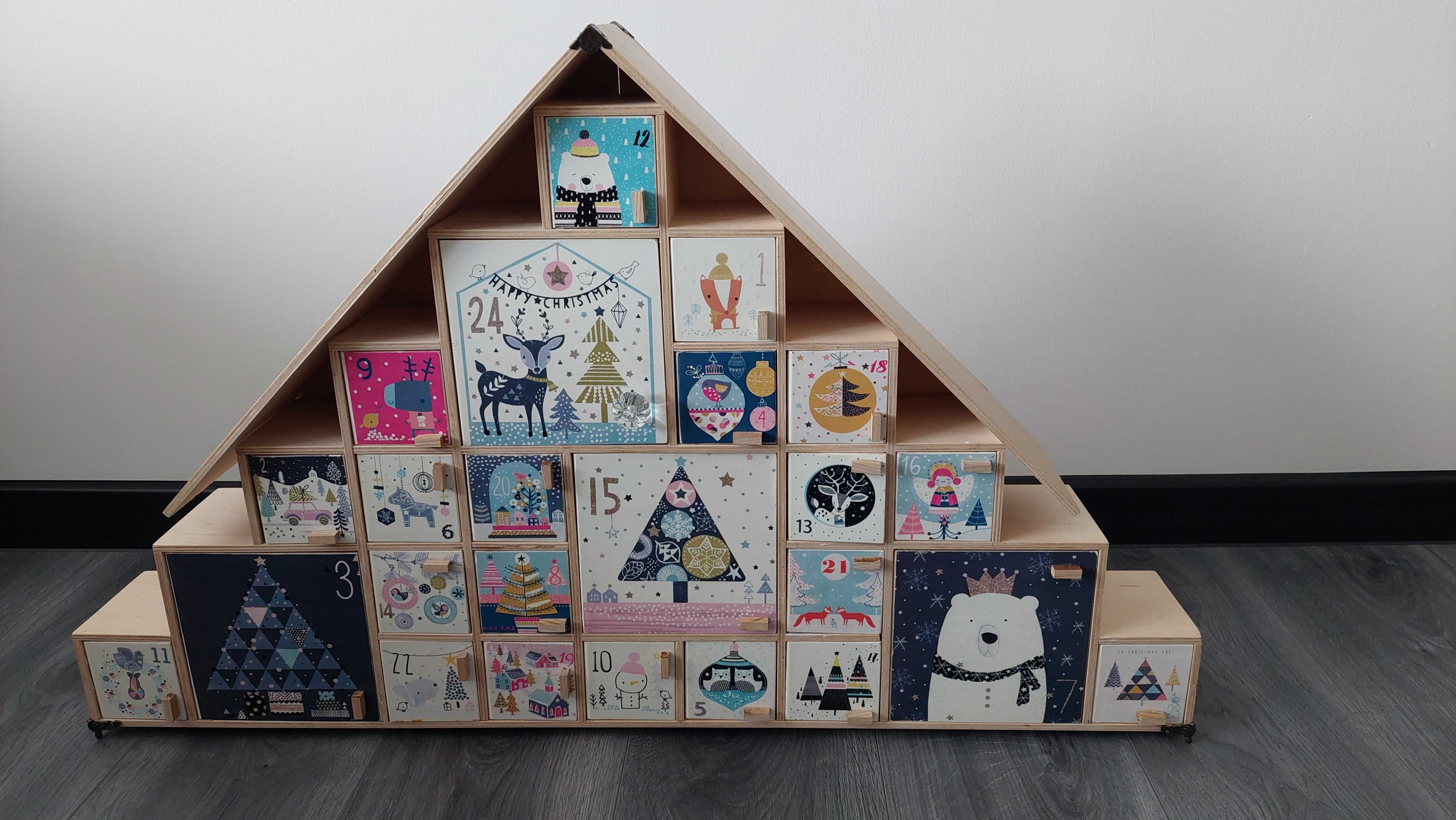 Kalendarz adwentowy drewniany hand made duży xl ręcznie robiony
