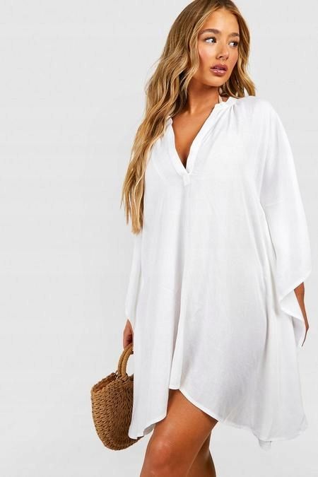 Boohoo 40 L Biała Sukienka Koszulowa R13229