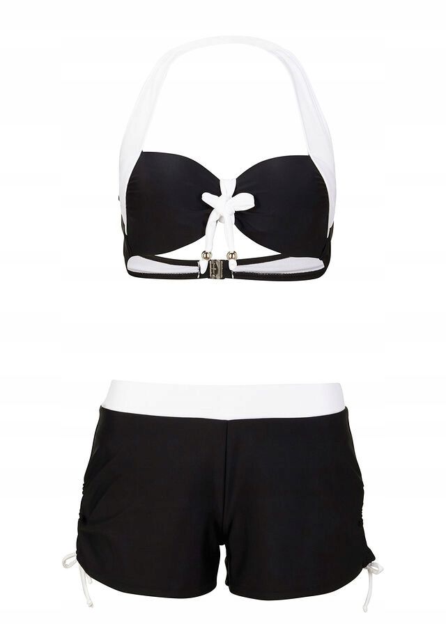 B.P.C bikini z szortami biało-czarne ^40 (80C)