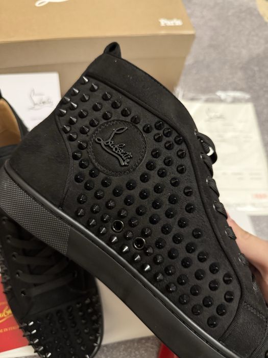 Высокие Кроссовки кеды Christian Louboutin с шипами labuten labouten