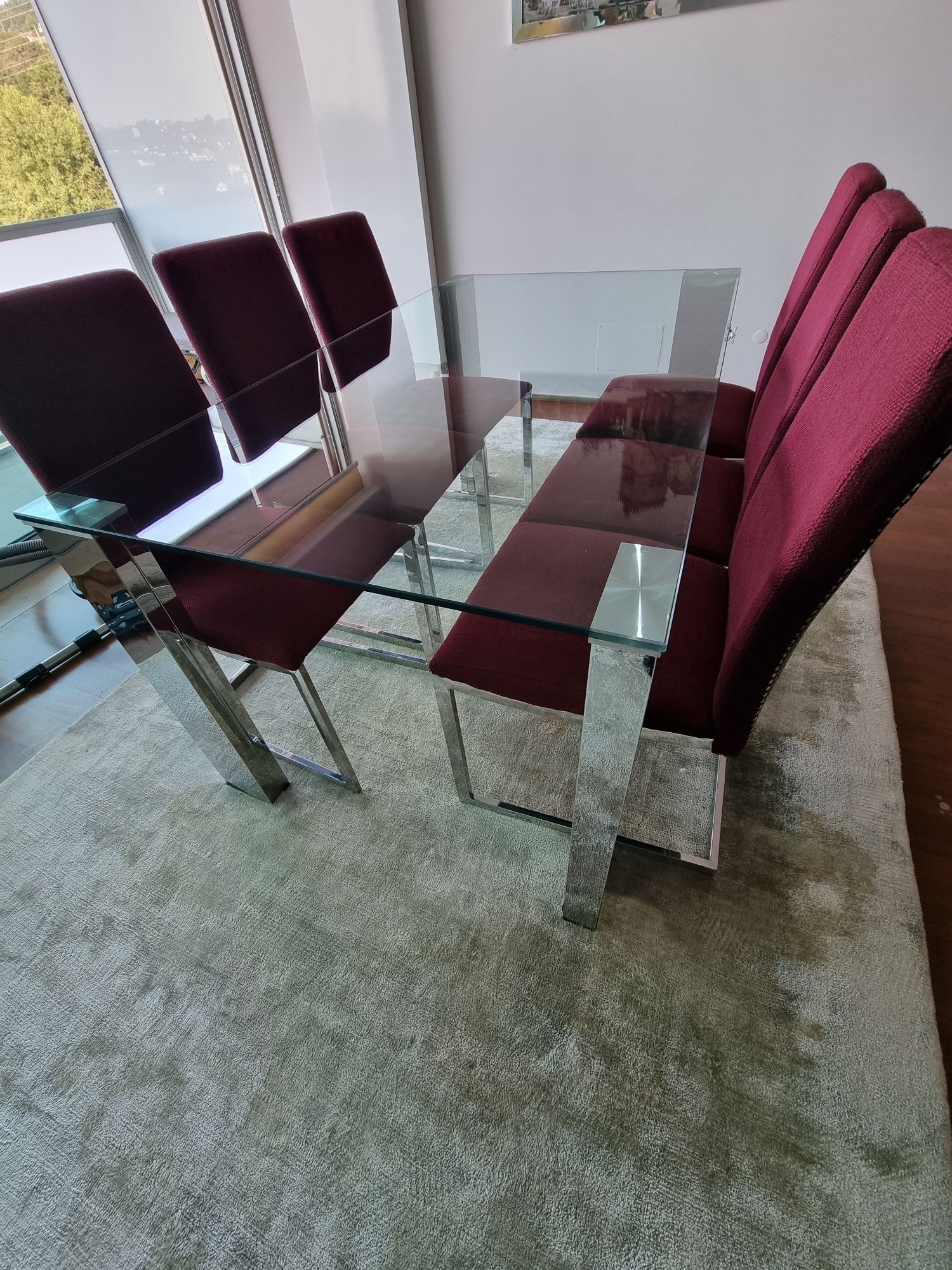 Mesa dr sala de jantar em vidro