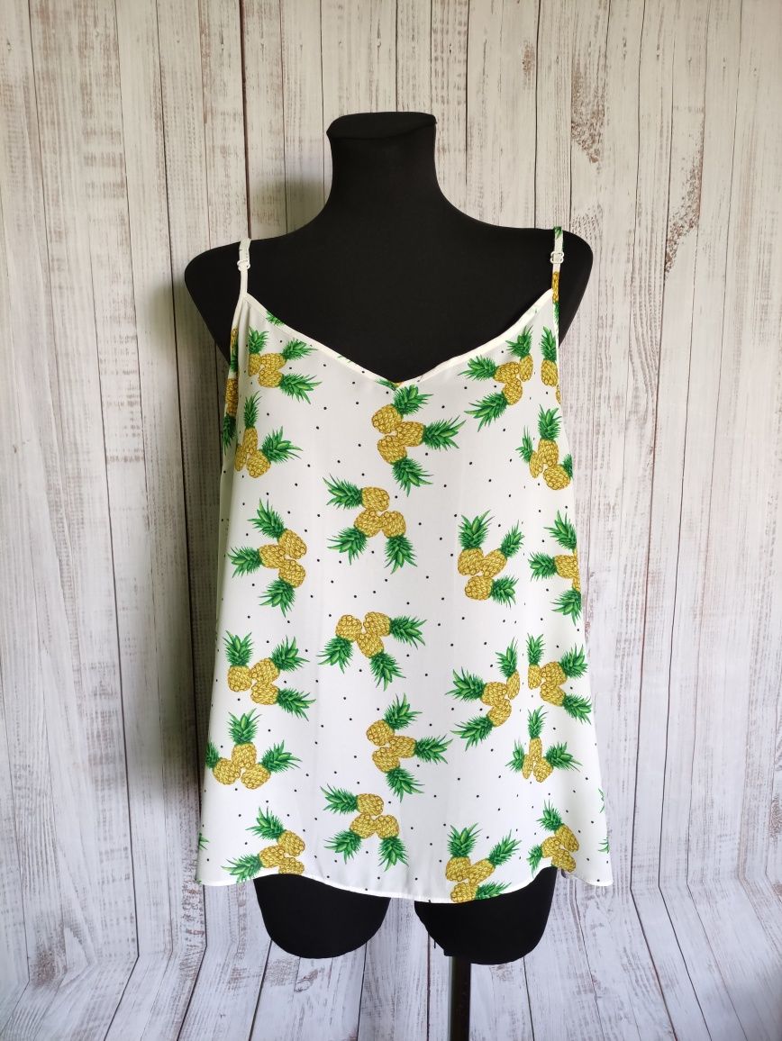 Letnia bluzka w ananasy plus size summer hit plus size 48 4XL