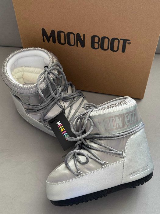 Мунбути Moon Boot Silver / чоботи Мун Бут сірого кольору / Мунбуты