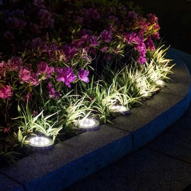 LAMPKI SOLARNE OGRODOWE gruntowe święcący dysk x12