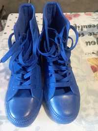 Ботинки женские синие на шнурках!