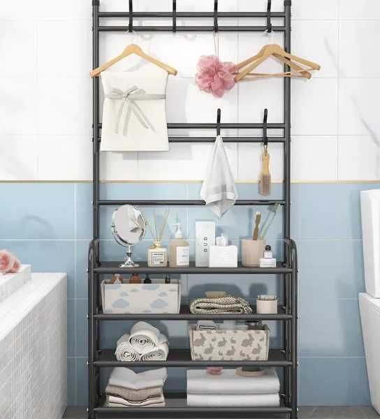 Стійка вішалка підлогова для одягу збірна з полицями для взуття