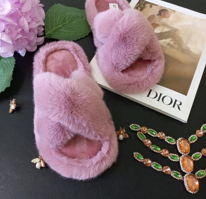 Меховие тапки,пушисті тапочки